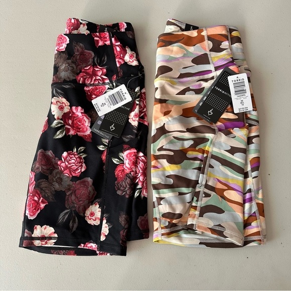torrid Pants - NWT Torrid Performance Core 9” Active Bike Short Camo & Black Floral 00